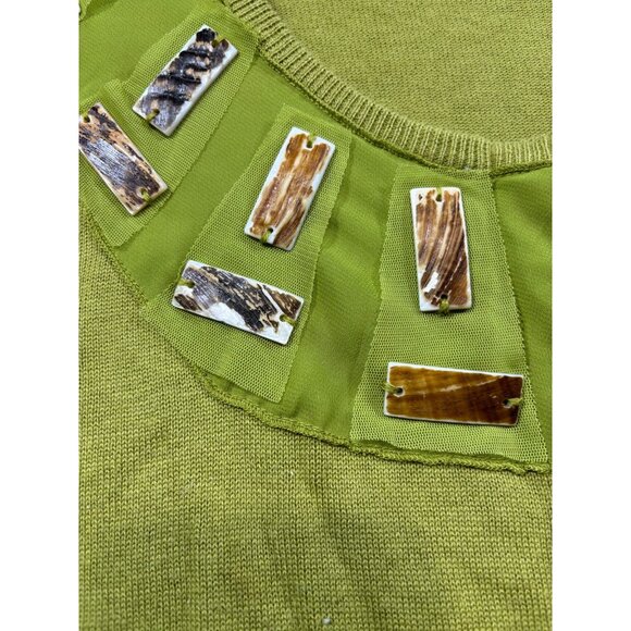 Soft Surroundings Beaded Cardigan Sweater L 3/4 Sleeve Snap Front - Picture 3 of 5